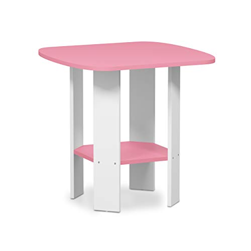 Image of FURINNO Simple Design End /SideTable, 1-Pack, Pink /White