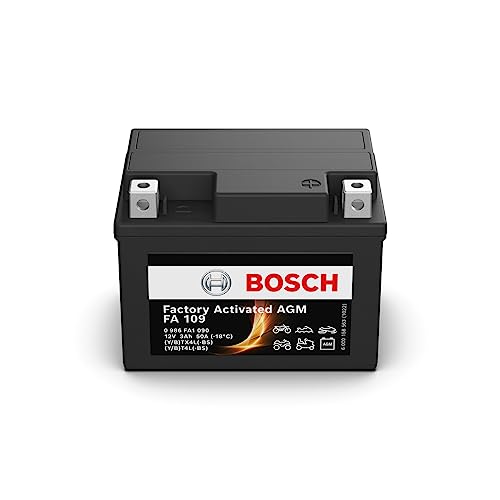 Bosch FA109 - Batería para Motocicletas AGM - 12V 50A 3Ah - Adecuada para motocicletas, motos de enduro, scooters, quads, motos de agua - Compatible M6001, BTX4L-BS, BTX4L, BT4L-BS, BT4L