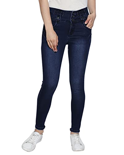 Image of HIGH Star Women's Blue Slim-Fit Stretchable Jeans