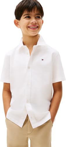 Tommy Hilfiger Stretch Oxford Shirt SS Kb0kb09554 Chemises, White (White), 14 Ans Garçon