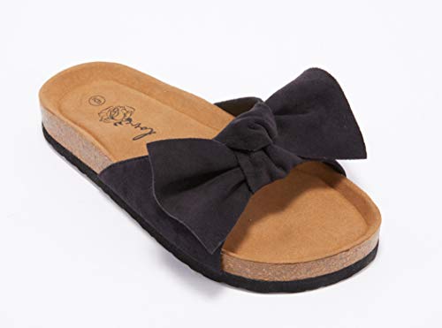 Image of FISACE Womens Bow Flat Sandals Flip Flops Slide Sandals Summer Beach Shoes