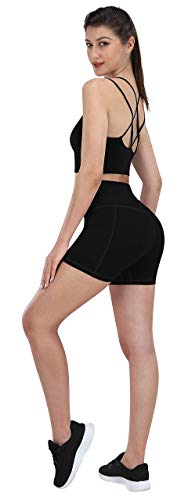 Image of Fengbay 2 Pack 8 inch /5 inch Biker Shorts for Women with Pockets, High Waist Workout Shorts for Women Compression Yoga Shorts