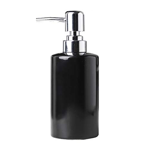Dispensador de jabón de 300 ml/283.5 g, dispensador de jabón de cerámica, dispensador de loción para cocina, baño (negro, blanco), dispensador de loción simple (color: dispensador de jabón negro)