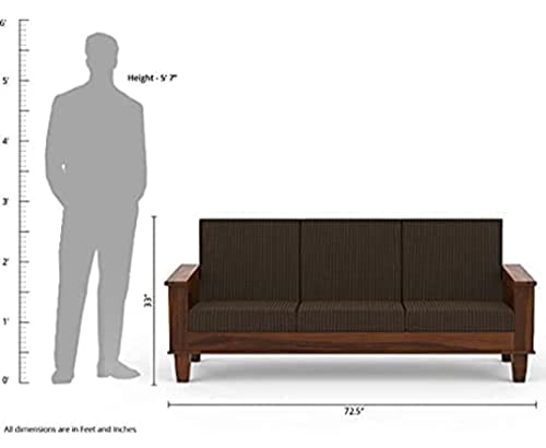 K L FURNITURE Wooden 5 Seater Sofa Set For Living Room | Solid Wood Sofa Set 5 Seater For Home & Office | Wooden Sofa Set | Dark Walnut