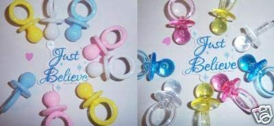 500 Mini Acrylic Pacifiers Baby Shower Favor 3/4" x 1/2" Bulk Buy! Choose Color (Pink & Yellow)