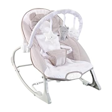 Maxi Baby, Cadeira de Descanso Bebê Musical Sons da Natureza, Caixa Vibratória, Cinto de 3 Pontos, Acompanha Travesseiro, Móbile de Brinquedos Removivel, (Até 18kgs), Polar Bege