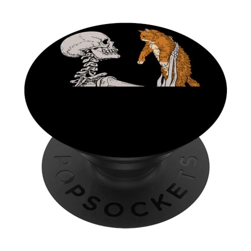 Skeleton Cat Cute Kitten Funny Halloween Men Women Girl Kids PopSockets PopGrip Intercambiable