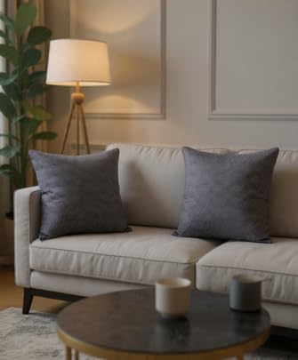 Image of Y & A'M Grey Embroidered Cushion for Sofa & Chair | Elegant Decorative Home Decor Accent with Soft Comfortable Design | Stylish Living Room Bedroom Seating Accessory | 16 x 16 Inch (Grey-emboridry, 1)