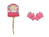 Disney Frozen - Die Eiskönigin ELSA Mädchen Winter-Set Winter-Strick-Mütze mit Zopf und Handschuhe und Überraschungs Wunderbare Geschenk Rosa-52