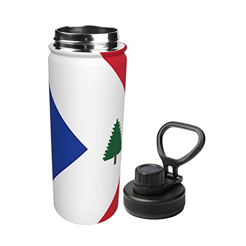 Pooedso Flag Of The New England Acadians Water Bottle 18Oz Stainless Steel Insulated Water Bottles With Spout Lid Sports Water Bottle For Travel Camping Hiking Biking Water Jug #TOP1