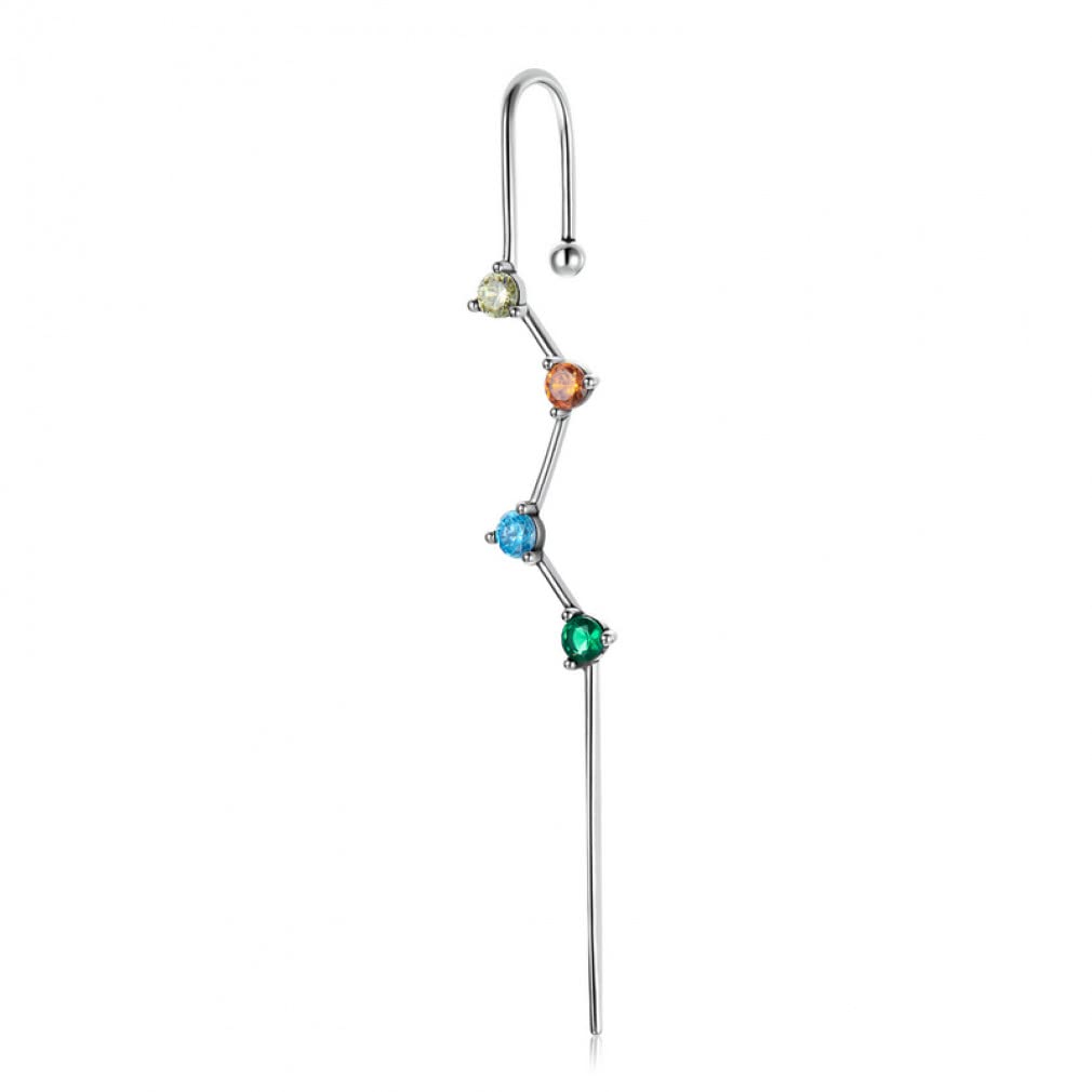 1Piece Colorful Multiple Zirconium Ear Needle-Lightning Stud Earring for Women Ear Cuff Jewelry