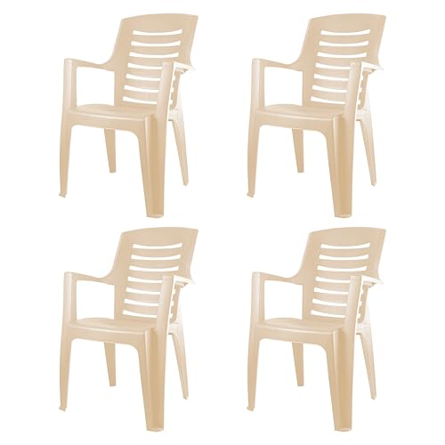 CELLO Ultra Chair Set of 4, Matte Beige | Unbreakable, Durable & Strong |Blended PP Material, Easy to Clean |Plastic Chair for Living Room, Home & Office | 3 Years Warranty - Manufacturing Defects