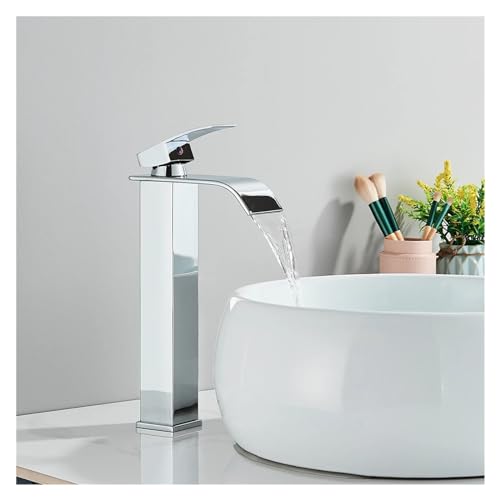 Robinet cascade lavabo mitigeur chrome de salle de bain moderne à poignée unique