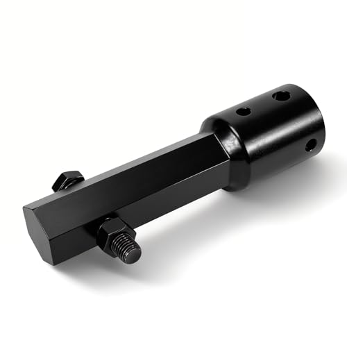 loosoo Auger Adapter Coupler 2 Female Round to 2in Male Hex Heavy Duty Auger Shaft Bit Adapter Conversion Bolt Pin Fit for Skid Steer/Tractor/Digger/Power Head Fully Welded Machined Carbon Steel