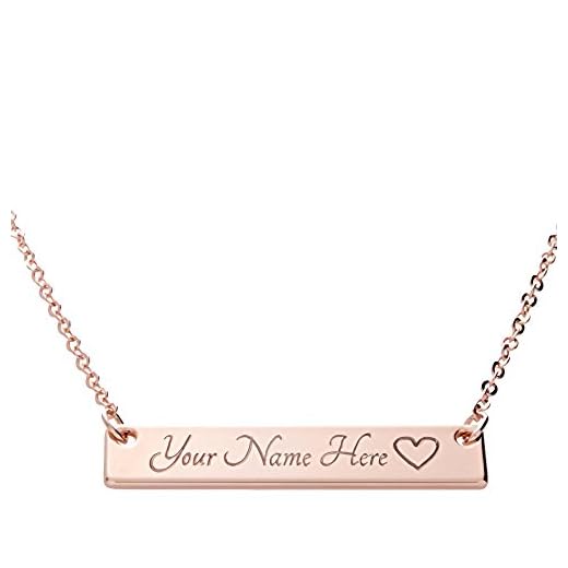 Bachelorette Party Gift Ideas - 6 Thank You Gifts for Attendees 3 Customizable Your Name Bar Necklace Custom Jewelry Personalized gift Plated in 16k Rose Gold - Engraved Accessories for Wedding, Birthday, Graduation, Mother's Day, Christmas - With Present Box