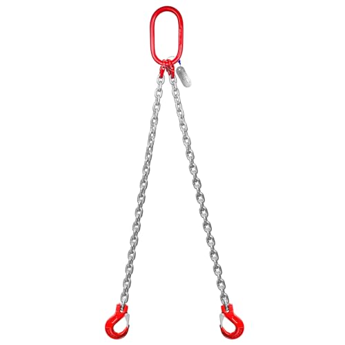 SENKEYFE 3 Ton Chain Sling 5/16 in x 6.5 Ft Lifting Chains 2 Legs Industrial Grab Hooks 6600LBS Capacity Lifting Slings G80 Alloy Steel Engine Chain Hoist Lifts for Cargo Security Towing and Handling