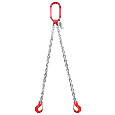 Chain Sling 5/16 Inch x 5 Ft Lifting Chains with Hooks G80 Engine Chain Hoist Lifts 6600LBS Lifting Sling Chains for Engine Hoist, Engine Lift Chain 3Ton with 2 Leg Grab Hooks(Galvanized)