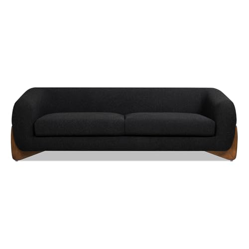 Jennifer Taylor Home Alpine 90.5" Modern Scandinavian Minimalist Round Arm Sherpa Sofa
