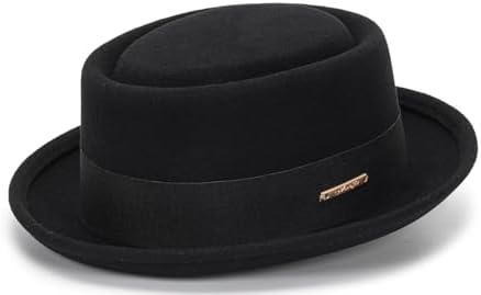 Womens Pure Wool Felt Cloche Hats Roll-up Brim Fedora Porkpie Hats Bowtie Noble Derby Hat S/M
