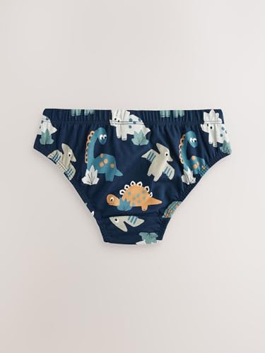 NEXT Jungen Unterhosen mit Print aus 100% Baumwolle, 5er-Pack Blue Dinosaur 18 Monate