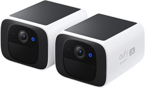 eufy Security telecamera wi-fi esterno S220 SoloCam 2-Pack, Risoluzione 2K, Forever Power, Telecamera wifi esterno senza fili solare, Wi-Fi 2,4 GHz, 2-Pack+Homebase 3