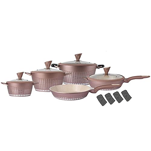 Kochstelle 9-piece Non Stick Marble Coating Premium PFOA Free Cookware Set, Casseroles, Pots and Fry Pans in Stylish Colors + Gift 2 sets of Silicone Protector 2 Gallery Image Kochstelle 9-piece Non Stick Marble Coating Premium PFOA Free Cookware Set, Casseroles, Pots and Fry Pans in Stylish Colors + Gift 2 sets of Silicone Protector 2 Gallery Image