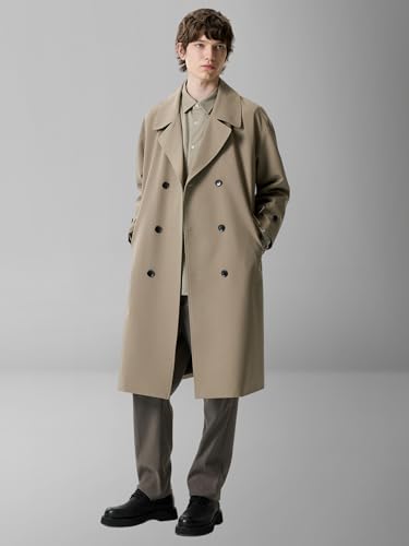 Trench long noir homme ample pour pull épais style britannique S