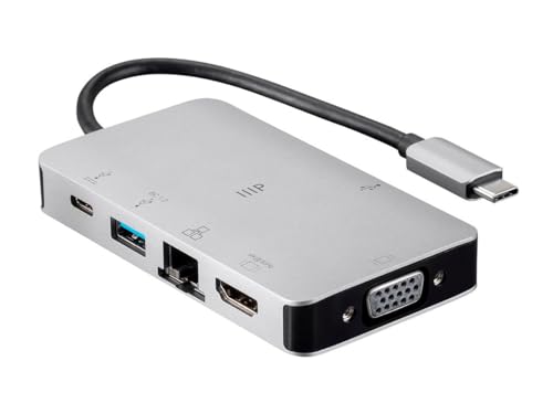 Adaptador USB-C a USB 3.0 multipuerto con conector RJ45 Ethernet y VGA 2