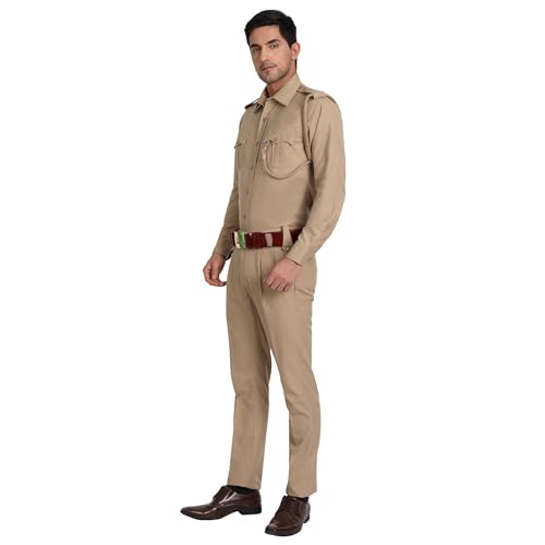 uniformer Khaki Police Full Sleeves Shirt and Trouser Set for Men | Lightweight & Breathable Uniform | Durable | Comfortable Fit | Ideal for Law Enforcement & Security
