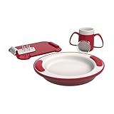 Ornamin Demenz-Set Thermo, rutschfest, M815 Thermotasse 2 Henkel | M201 Thermoteller & M900 Essbrettchen | Parkinson, Schlaganfall, Demenz | Barrierfrei selbständig Essen & Trinken | Inklusion