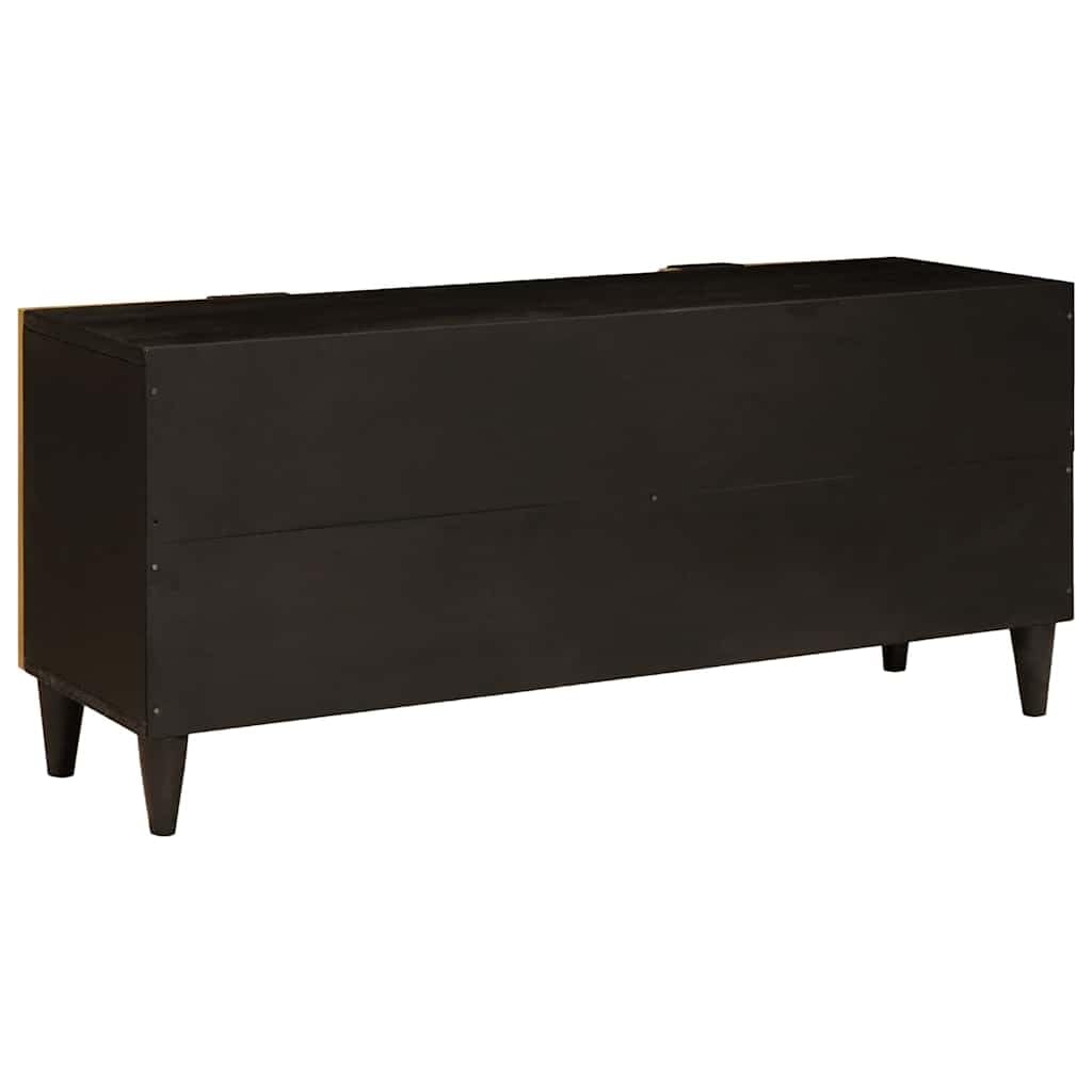 Hothingwell Szafka pod telewizor czarno-złota 105 x 33 x 46 cm drewno konstrukcyjne | Zawiasowe drzwi, stoły wewnętrzne, nogi stożkowe, przechowywanie multimediów do salonu