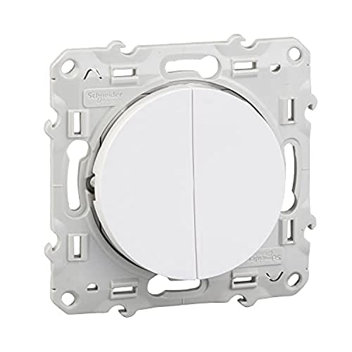 Schneider Electric S520216 Odace, double bouton-poussoir, 10 A, Blanc Odace, double poussoir Blanc, à vis, connexion rapide