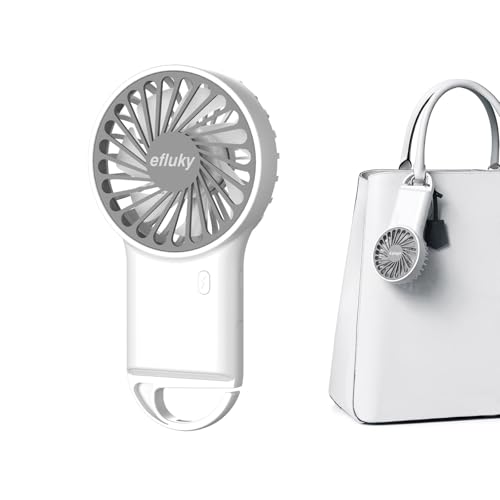 efluky Ventilador portátil, mini ventilador de bolsillo de 3 velocidades, recargable por USB y con un gancho, ideal para el hogar, los viajes y el exterior, blanco