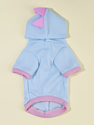 Qwinee Dinosaur Dog Hoodie Dog Warm Jacket Christmas Halloween Dog Costume Dog Clothes For Puppy Kitten Small Medium Dogs Cats Baby Blue X-Small #TOP4