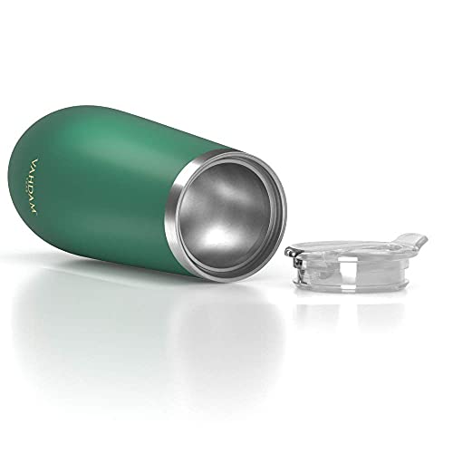 Image of VAHDAM, Caper Stainless Steel Tumbler (270ml) Dark Green | Vacuum Insulated, Double Wall, Sweat-Proof Sipper with Lid for Hot and Cold Drinks | Coffee Mug