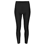 Mittige Naht vorne und hinten Generisch Damen Glanz Leggins Hosen glänzend undurchsichtig Farben (Schwarz, L/XL)
