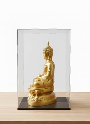 Image of RAPAL Clear Acrylic Display Case, 6 x 6 x 10 inch Self Assemble Small Display Box Stand with Black Base, Dustproof Protection Showcase for Collectibles Memorabilia Figurines