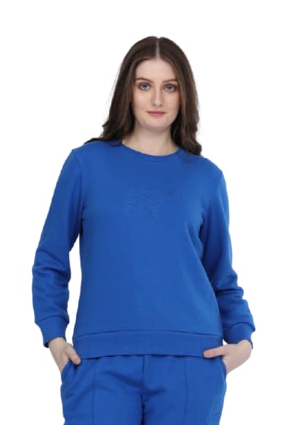 maysixty Women’s Blue Fleece Sweatshirt – Winter Warm Full Sleeve Pullover, Relaxed Fit, Round Neck Cozy Casual Top-picture-47