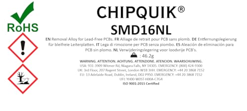 Alliage de retrait CMS ChipQuik pour débraser les puces électroniques sans surchauffe
