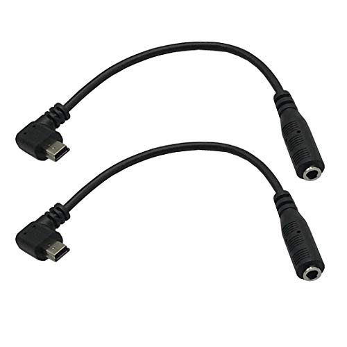 Seadream 6inch Right Angled Mini USB Male to 3.5mm Jack Female Audio Cord Microphone Adapter Cable (Black 2pcs)
