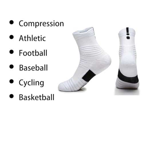 Image of 3 Pack Compression Basketball Socks Performance Cushioned Athletic Crew Sports Running Cycling Sock