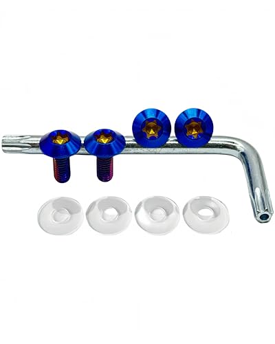 Kuroobaa �ԗp �`�^���� �i���o�[�v���[�g�{���g M6 ����h�~�l�W �i���o�[�t���[�� 4�{�Z�b�g (�u���[)