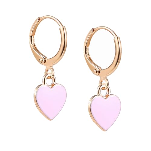 Preppy Earrings for Women Smile Face Charms Pendant Gold Small Huggie Hoop Dangle Drop Earrings Trendy Jewelry Gifts