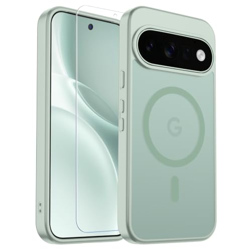 Image of SUPFINE Magnetic for Google Pixel 11 Case - Light Green | With Screen Protector,Translucent Matte,Built-in Magnets,Military Grade Drop Protection,Shockproof Phone Cover
