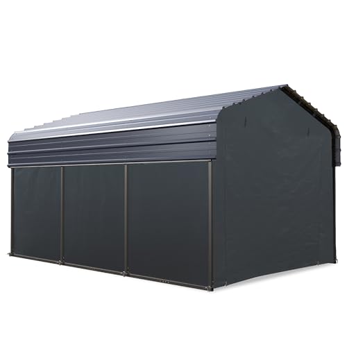 PHI VILLA 10x15 ft Carport, Metal Carports Canopy with Sidewalls