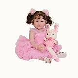 Zero Pam Lifelike Reborn Baby Dolls 22 Inch Realistic Babys Doll Soft Vinyl Doll Baby Girl Pink Outfit with All Accessories for Kids Age 3+ Newborn Toddler Birthday Present to Girls Festival Presents
