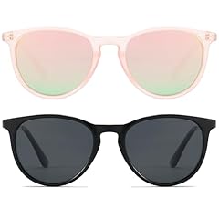 Two Pack (Pink Mirrored+black Frame/Grey Lens)