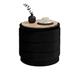 Bonlife Runde Ottomane mit Deckel, Klappbare Fußstütze mit...