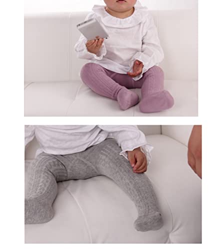Image of SYGA Baby Tights Soft Cotton Leggings For Girls Toddler Solid Knit Stockings Socks Warm Crochet Pants Pack Of 3