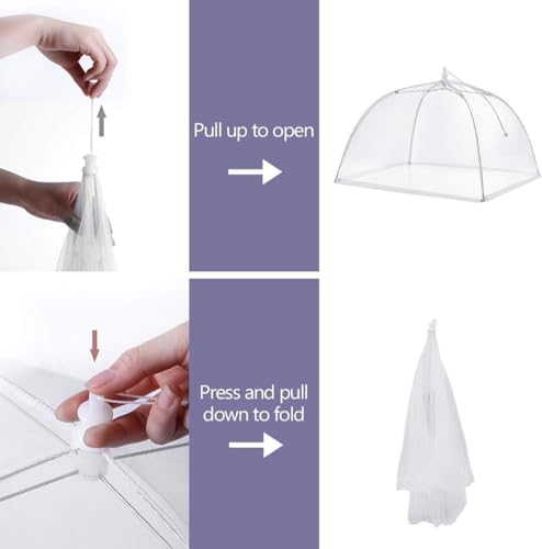 Image of 17-Inch Pop-Up Mesh Food Covers (Pack of 5) - Collapsible Reusable Umbrella Tents for Outdoor Food, Fruits, BBQ, Picnic & Kitchen Table Protection